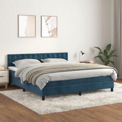 vidaXL sötétkék bársony rugós ágy matraccal 160x200 cm (3141555)