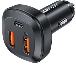 ACEFAST B9b Acefast B9 autós töltő 2 x USB-A + Type C, QC4, PD66W, fekete (B9b)
