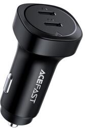 ACEFAST B2b Acefast B2 autós töltő 2 x USB Type-C, PD72W, átlátszó fekete (B2b)