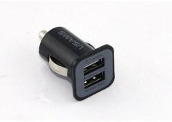  car-charger-2usb-Black Dual 2 portos USB autós szivargyújtó töltő adapter 5V 3.1 A (1A + 2.1A) - 3100 mAh (2 port USB szivargyújtó töltő) fekete (car-charger-2usb-Black)