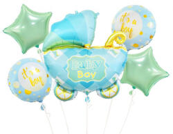 Godan Baby Carriage Blue, Kék babakocsi fólia lufi 5 db-os szett MLG143188 (MLG143188)