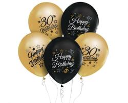Godan Gold-Black, Arany-Fekete Happy Birthday 30 léggömb, lufi 5 db-os MLG147612 (MLG147612)