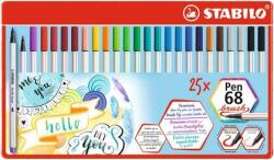 STABILO Ecsetirón készlet, fém doboz, STABILO Pen 68 brush, 19 különböző szín