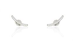Ezüst fülbevaló bedugós apró köves íves ródiumbevonatos