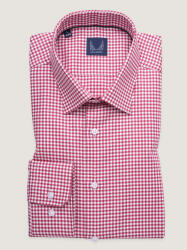Willsoor Férfi szélesített slim fit ing piros-fehér kockás mintával 17858