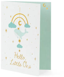 Partydeco Képeslap függő dekorral, Hello Little One, Kék (LUFI769135)