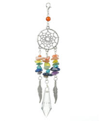 Ezüst Színű 7 Csakra Ásvány Álomcsapda Álomfogó Üveg Prizma Medál Kulcstartó Fityegő 140x27mm
