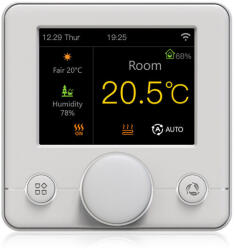  WIFI Smart termosztát, 16A, Gáz vagy elektromos padlófűtés, TUYA App Control, LCD képernyő, Hangvezérlés, Időjárás-előrejelzés, Különböző működési programok, Fehér (MNR-FLOOR-SMART)