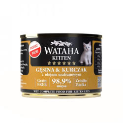 Wataha Conserva Wataha HUNT Kitten, 98.9% Carne, Cu Pui Si Gasca, 200g