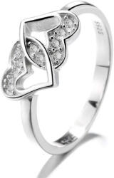 Silenti Jewelry Сребърен пръстен "Две Сърца" - 8 - 57мм (18.1мм диам. )