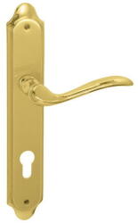  Tolosa szatén réz hosszú egybecímkés kilincs, fix gombbal , Balos , 90 , Cilinderlyukas , Réz , Egybe cimkés