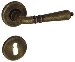  Valentina patinás réz rozettás kilincs , fix gombbal , Balos , Cilinderlyukas , Réz , Rozettás