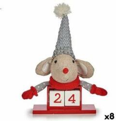 Krist+ Figură Decorativă Mouse Calendar Roșu Gri Lemn 20 x 11 x 20 cm (8 Unități)