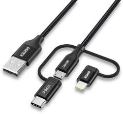 Choetech MFI Lightning USB Type C micro USB kábel 3 az 1-ben 1, 2 m fekete