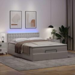 vidaXL tiszta fehér műbőr ottomán ágy matracokkal & LED-ek 140x190cm (3312153) - vidaxl