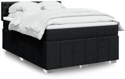 vidaXL fekete szövet rugós ágy matraccal 140 x 190 cm (3287072)