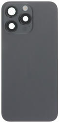  Apple iPhone 15 Pro Max akkufedél (hátlap) kamera lencsével, mágneses gyűrűvel és vaku flex kábellel, Fekete, Black Titanuim (utángyártott)