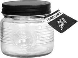 Horecano OLD FASHIONED-Буркан с метална винтова ЧЕРНА капачка 500ml НИСЪК (212986-BL-SS4) (0103256)