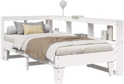 vidaXL fehér tömör fenyőfa könyvespolcos ágy matrac nélkül 100x200 cm (3324545)