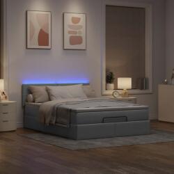 vidaXL Ottomán ágy matraccal & LED-ek Világosszürke 140x190 cm szövet (3312305)