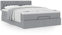 vidaXL Ottomán ágy matraccal világosszürke 140x190 cm szövet (3311539)
