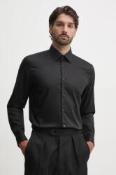 HUGO BOSS pamut ing férfi, galléros, fekete, slim, 50479922 - fekete 41