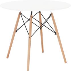 TEMPO KONDELA Étkezőasztal, fehér/bükk, átmérő 90 cm, GAMIN 2 NEW 90