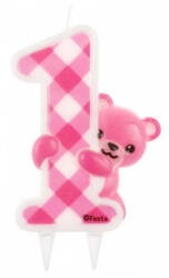 Godan Pink Teddy, Első születésnap csillámos tortagyertya MLG113938 (MLG113938)