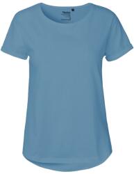 Neutral Női póló felhajtott ujjakkal organikus Fairtrade biopamutból - Dusty indigo | 2XL (NE-O80012-1000329571)