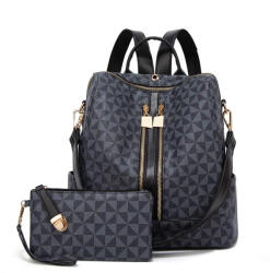 Dollcini Elegáns Női Hátizsák - Stílusos műbőr, Napi Használatra - Fekete (444501)