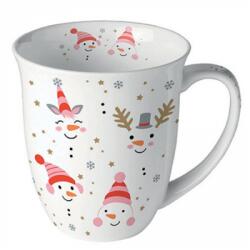 Ambiente Porcelán bögre - 400ml - Funny Snowmen