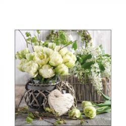 Ambiente Fehér tulipánok papírszalvéta 25x25cm, 20db-os