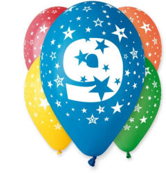 Godan Happy Birthday 9 Star léggömb, lufi 5 db-os 12 inch (30cm) (MLG301595)