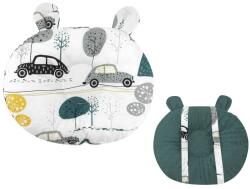 MimiNu Perna bebelusi, miminu, ursulet, multifunctionala, cu doua fete, tesatura pufoasa minky si bumbac, materiale certificate oeko tex standard 100, minky childrens journey grey