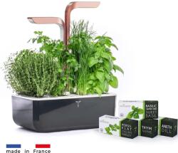 Véritable Smart automata virágcserép fényszabályozással, fekete-réz + 4 fűszernövény utántöltő (VPOT-SSBCO-EU2-158)
