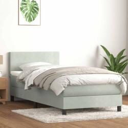 vidaXL világosszürke bársony rugós ágy matraccal 90x210 cm (3315999)