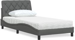 vidaXL sötétszürke szövet ágy matraccal 100x200 cm (3310721) - vidaxl