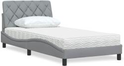 vidaXL világosszürke szövet ágy matraccal 100x200 cm (3310720)