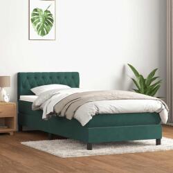 vidaXL sötétzöld bársony rugós ágy matraccal 80x210 cm (3316476)
