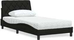 vidaXL fekete szövet ágy matraccal 100x200 cm (3310722)