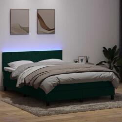 vidaXL Sötétzöld bársony rugós ágy matraccal 140x210 cm (3316884)