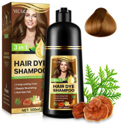 NOVA KISS Sampon Premium 3 in 1 pentru Colorarea Parului, Anti Cadere, Regenerare cu Ghimbir si Ginseng, 500 ml, 4 Coffee
