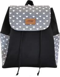  Aztadejó Handmade hátizsák fekete szürke szívecskés zsebbel (AZTDHM11)