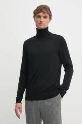 Tommy Hilfiger gyapjú pulóver könnyű, férfi, fekete, garbónyakú, MW0MW36537 - fekete L