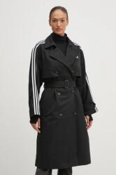 Adidas kabát Tcoat Twill női, fekete, átmeneti, kétsoros gombolású, IZ0381 - fekete L
