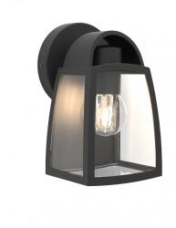 LUTEC LED Lámpatest Oldalfali E27 Foglalat Matt Fekete Átlátszó Üveg Kültéri Ip44 Lutec Kelsey