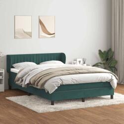 vidaXL sötétzöld bársony rugós ágy matraccal 160x220 cm (3317742)