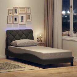 vidaXL sötétszürke szövet ágykeret LED-ekkel matrac nélkül 90x190 cm (3310637)