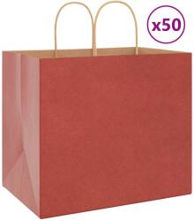 vidaXL 50 db piros papírzacskók fogantyúkkal 32x22x28 cm (4101750)