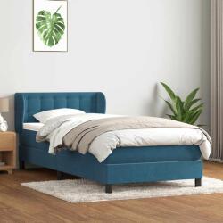 vidaXL sötétkék bársony rugós ágy matraccal 100x210 cm (3317857)